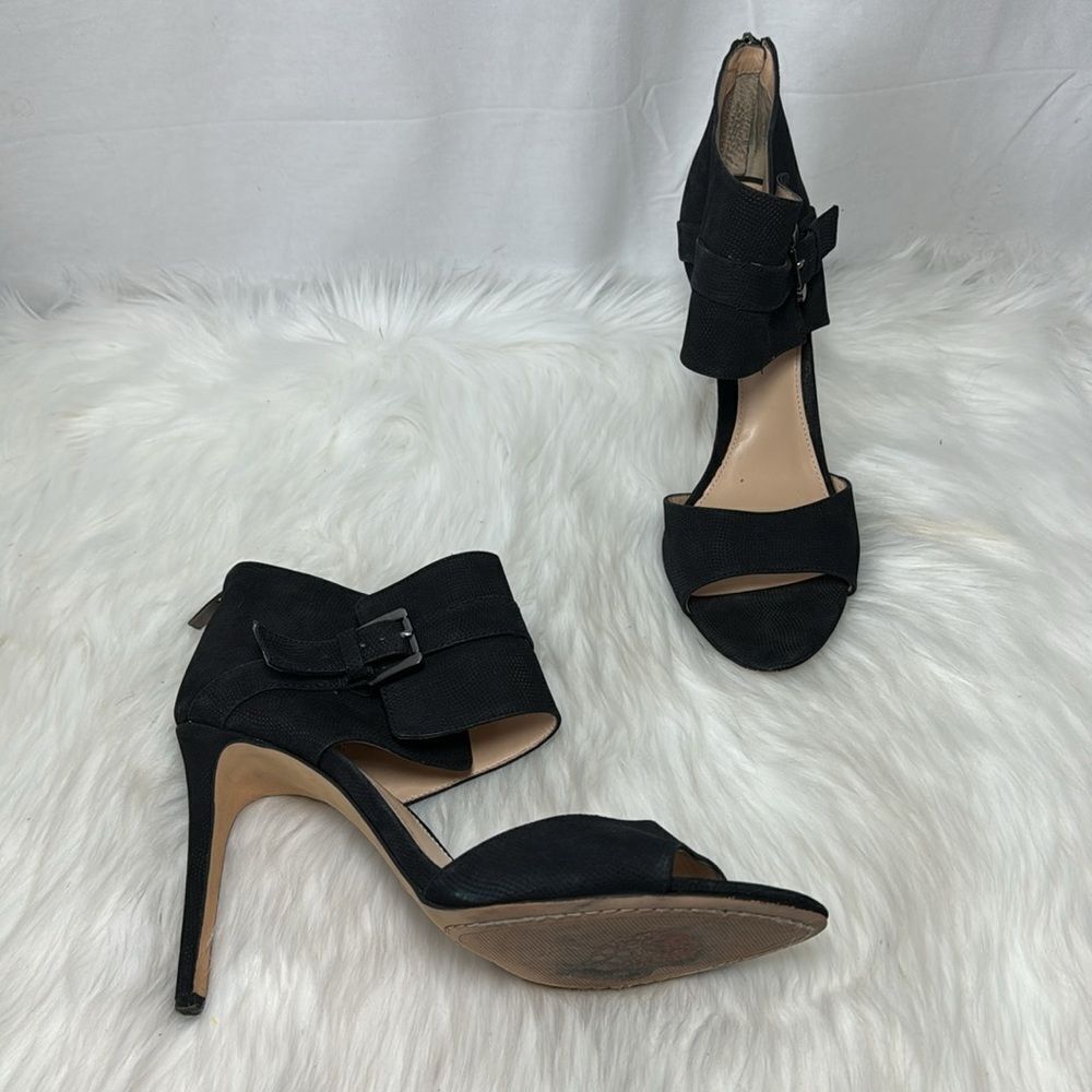 Vince Camuto Hensley‎ Black Textured Leather Stiletto Heels Sz 11